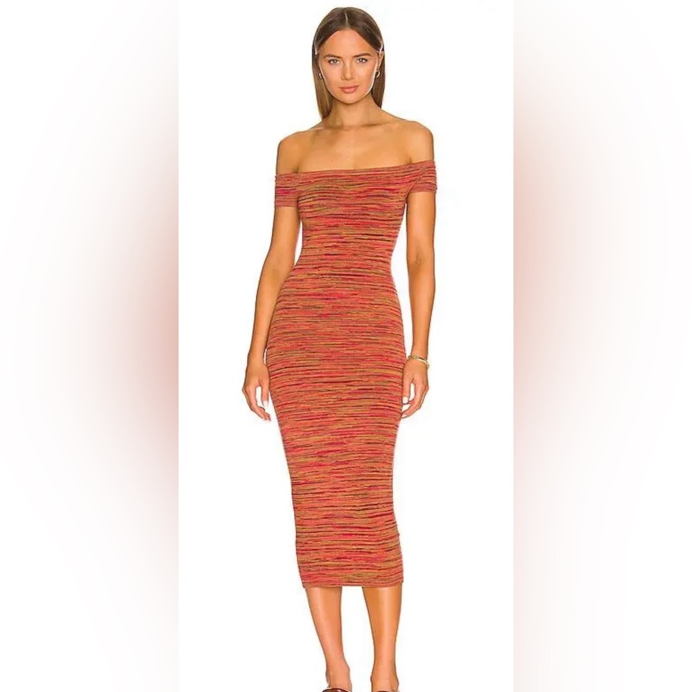 House of Harlow 1960 x Revolve Rowena Off Shoulder Spacedye Knit Midi Dress